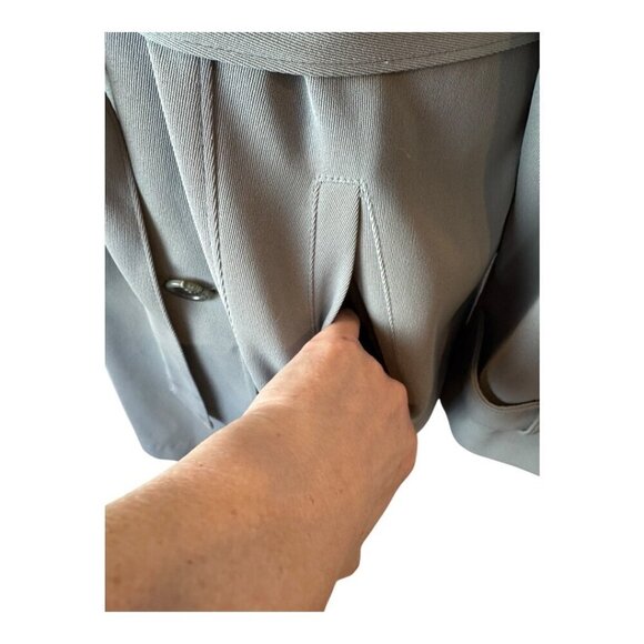 Talbots Coat Women 10 Gray Double Breasted Belted Trench Jacket Outerwear Preppy - Picture 7 of 11